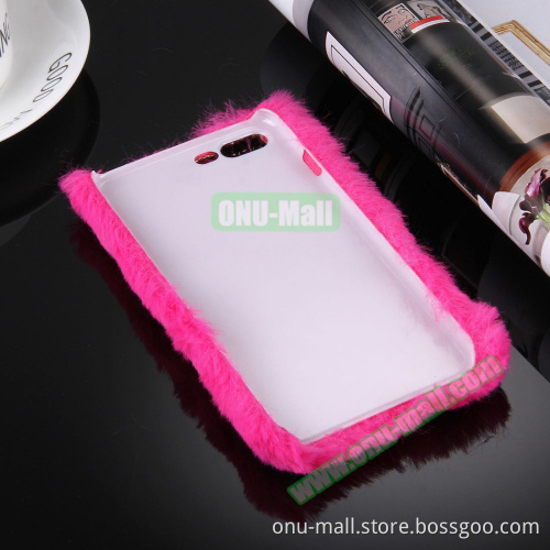 Hot Sales Diamond Encrusted Rabit Furry Fur Phone Case for iPhone 7 Plus Case